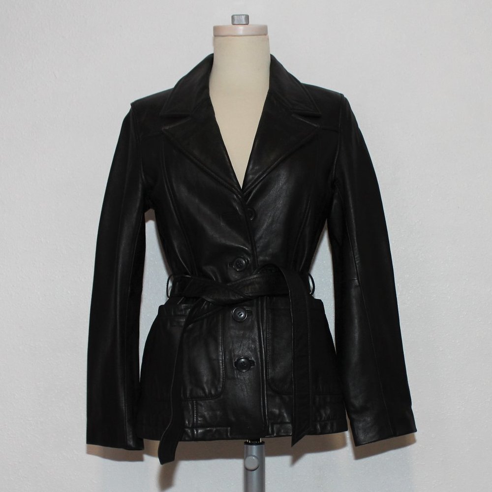 Express Women's Button Down Belted Leather Jacket Size XS